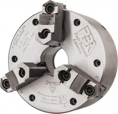 Pratt Burnerd America - 3 Jaws, 6" Diam, Self Centering Manual Lathe Chuck - Plain Back Mount Spindle, Adjustable, Reversible, 4,900 Max RPM, 1.81" Through Hole Diam, Forged Steel - USA Tool & Supply