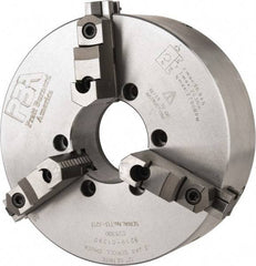 Pratt Burnerd America - 3 Jaws, 12" Diam, Self Centering Manual Lathe Chuck - Plain Back Mount Spindle, Adjustable, Reversible, 2,300 Max RPM, 4.06" Through Hole Diam, Forged Steel - USA Tool & Supply