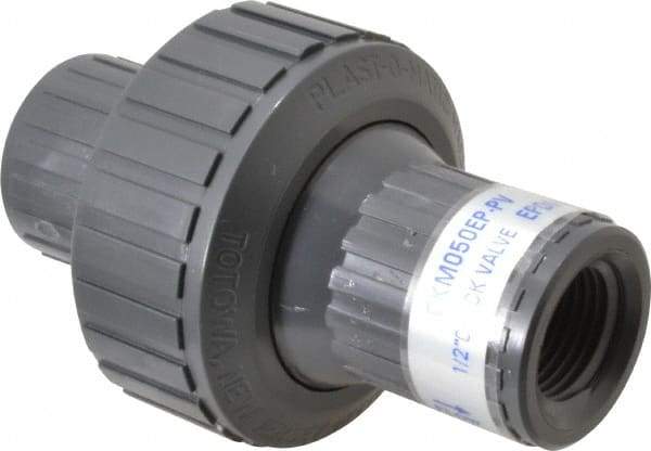 Plast-O-Matic - 1/2" PVC Check Valve - Inline, FNPT x FNPT, 150 WOG - USA Tool & Supply