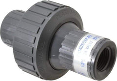 Plast-O-Matic - 1/2" PVC Check Valve - Inline, FNPT x FNPT, 150 WOG - USA Tool & Supply