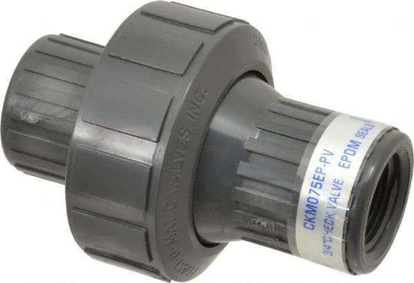 Plast-O-Matic - 3/4" PVC Check Valve - Inline, FNPT x FNPT, 150 WOG - USA Tool & Supply