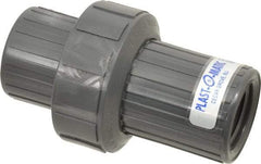 Plast-O-Matic - 1" PVC Check Valve - Inline, FNPT x FNPT, 150 WOG - USA Tool & Supply
