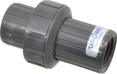 Plast-O-Matic - 1" PVC Check Valve - Inline, FNPT x FNPT, 150 WOG - USA Tool & Supply