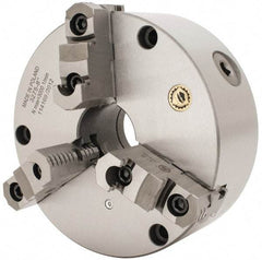Bison - 3 Jaws, 8" Diam, Self Centering Manual Lathe Chuck - Front Mount, Reversible, 2.1654" Through Hole Diam, Cast Iron - USA Tool & Supply