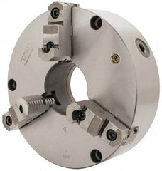 Bison - 3 Jaws, 12" Diam, Self Centering Manual Lathe Chuck - Front Mount, Reversible, 4.0551" Through Hole Diam, Cast Iron - USA Tool & Supply