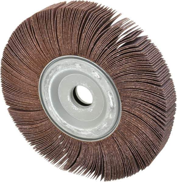 Merit Abrasives - 8" Diam, 60 Grit Aluminum Oxide Unmounted Flap Wheel - 1" Hole, 1" Wide, Coated, Medium Grade, 4,500 Max RPM , Cloth Backing - USA Tool & Supply