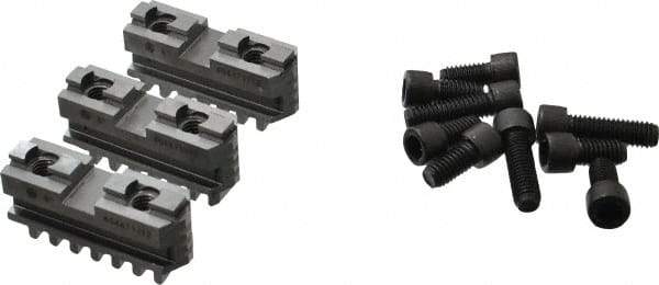 Bison - 6-1/4 to 6" Chuck Diam Compatibility, Steel Tongue & Groove Hard Lathe Master Jaws - 1/2" Groove Width, 0.7874" Wide x 2.559" Long - USA Tool & Supply