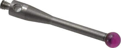 Fowler - 3 mm Ball Diameter, Stainless Steel Stem, M2 Thread, Ruby Point Ball Tip CMM Stylus - 20 mm Overall Length - USA Tool & Supply