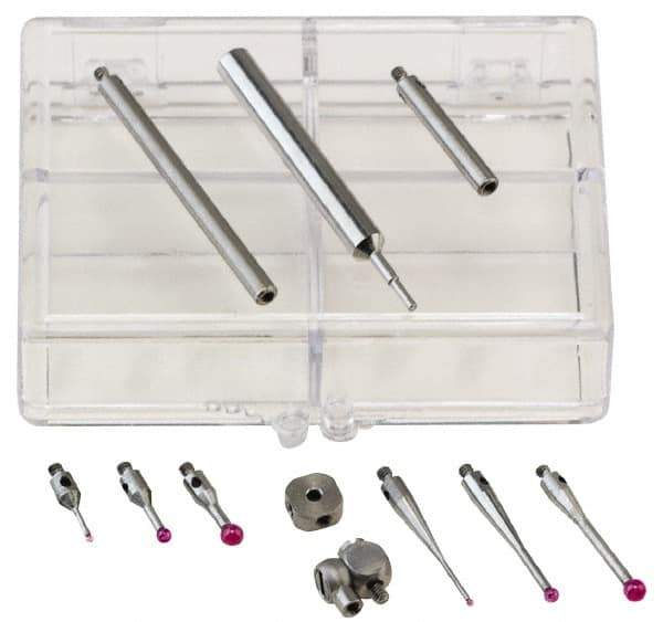 Fowler - 11 Piece, CMM Stylus Kit - Include 2 Extensions, 6 Assorted Probes, 8mm Swivel, Cross Head, Custom Fit Case, Stylus Wrench - USA Tool & Supply