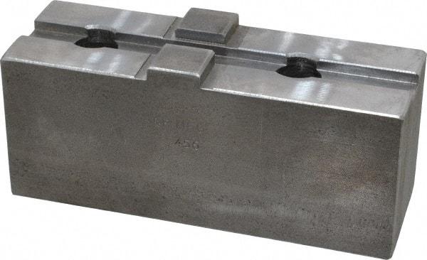 H & R Manufacturing - 15" Chuck Capacity, Tongue & Groove Attachment, Square Soft Lathe Chuck Jaw - Steel, 3" Btw Mount Hole Ctrs, 5-5/8" Long x 2" Wide x 2-5/16" High, 1/2" Groove - USA Tool & Supply