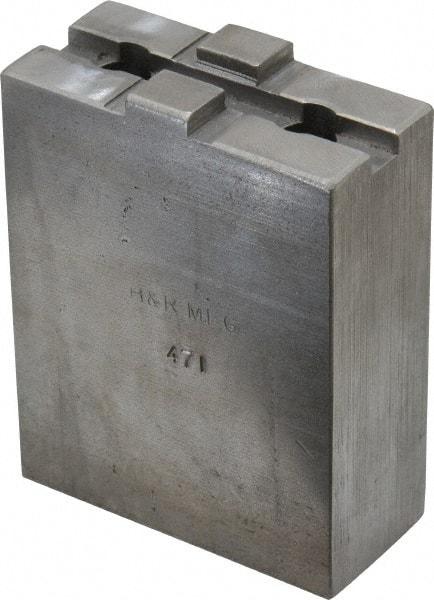 H & R Manufacturing - 5 to 6" Chuck Capacity, Tongue & Groove Attachment, Square Soft Lathe Chuck Jaw - Steel, 1-1/2" Btw Mount Hole Ctrs, 2-5/8" Long x 1-1/4" Wide x 3-3/8" High, 5/16" Groove - USA Tool & Supply