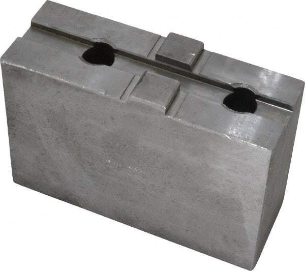 H & R Manufacturing - 15" Chuck Capacity, Tongue & Groove Attachment, Square Soft Lathe Chuck Jaw - Steel, 3" Btw Mount Hole Ctrs, 5-5/8" Long x 2" Wide x 3-13/16" High, 1/2" Groove - USA Tool & Supply