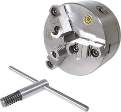 Bison - 3 Jaws, 6" Diam, Self Centering Manual Lathe Chuck - D1-4 Mount Spindle, Reversible, 3,000 Max RPM, 1.6535" Through Hole Diam, 0.0008" Axial Runout, 0.0012" Radial Runout, Cast Iron - USA Tool & Supply