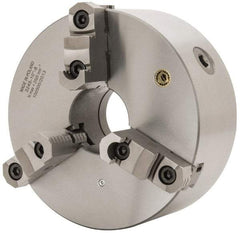 Bison - 3 Jaws, 10" Diam, Self Centering Manual Lathe Chuck - D1-8 Mount Spindle, Reversible, 2,000 Max RPM, 2.9921" Through Hole Diam, 0.001" Axial Runout, 0.0016" Radial Runout, Cast Iron - USA Tool & Supply