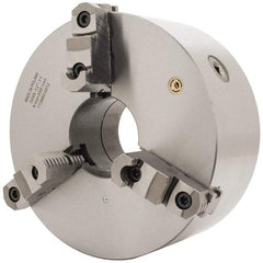Bison - 3 Jaws, 12" Diam, Self Centering Manual Lathe Chuck - D1-11 Mount Spindle, Reversible, 1,500 Max RPM, 4.0551" Through Hole Diam, 0.0012" Axial Runout, 0.002" Radial Runout, Cast Iron - USA Tool & Supply