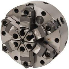 Interstate - 6 Jaws, 10" Diam, Self Centering Manual Lathe Chuck - Adjustable, Reversible, 2.835" Through Hole Diam, Cast Iron - USA Tool & Supply