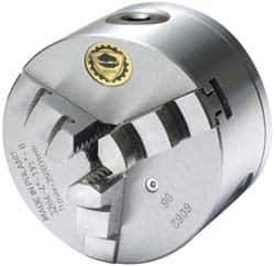 Bison - 3 Jaws, 4" Diam, Self Centering Manual Lathe Chuck - 1-1/2 - 8" Spindle Mount, 3,500 Max RPM, 0.7874" Through Hole Diam, 0.0008" Axial Runout, 0.0012" Radial Runout, Cast Iron - USA Tool & Supply
