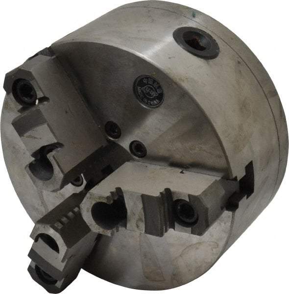 Interstate - 3 Jaws, 6" Diam, Self Centering Manual Lathe Chuck - D1-3 Mount Spindle, Reversible, 1.5748" Through Hole Diam, Cast Iron - USA Tool & Supply