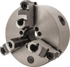 Interstate - 3 Jaws, 6" Diam, Self Centering Manual Lathe Chuck - D1-4 Mount Spindle, Reversible, 1.5748" Through Hole Diam, Cast Iron - USA Tool & Supply