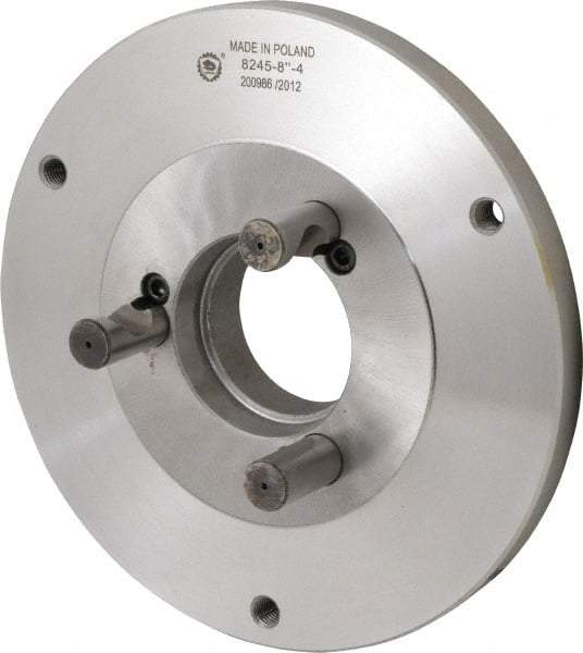Bison - Adapter Back Plate for 8" Diam Self Centering Lathe Chucks - D1-4 Mount, 2.165" Through Hole Diam, 4.33mm ID, 7.87" OD, 0.63" Flange Height, Steel - USA Tool & Supply