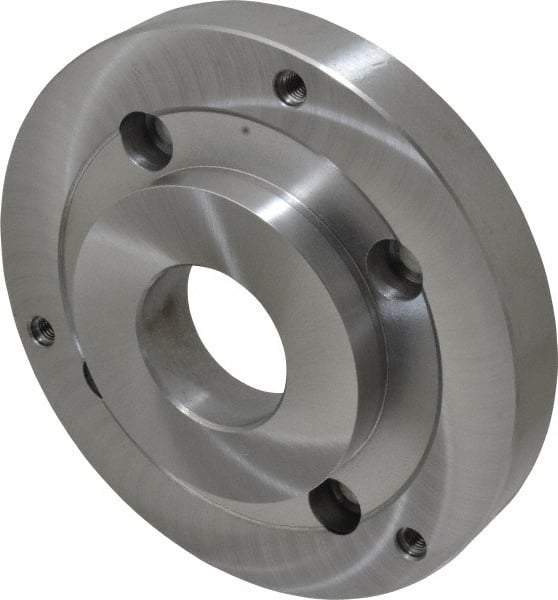 Bison - Adapter Back Plate for 8" Diam Self Centering Lathe Chucks - A2-6 Mount, 2.165" Through Hole Diam, 4.33mm ID, 7.87" OD, 1.11" Flange Height, Steel - USA Tool & Supply