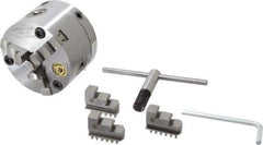 Bison - 3 Jaws, 4" Diam, Self Centering Manual Lathe Chuck - Adjustable, 0.787" Through Hole Diam, Forged Steel - USA Tool & Supply