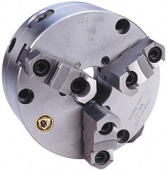 Bison - 3 Jaws, 8" Diam, Self Centering Manual Lathe Chuck - Front Mount, Adjustable, Reversible, 3,100 Max RPM, 2.165" Through Hole Diam, Forged Steel - USA Tool & Supply