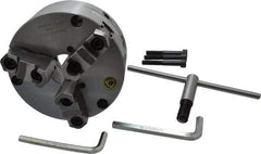 Bison - 3 Jaws, 6" Diam, Self Centering Manual Lathe Chuck - Front Mount, Adjustable, Reversible, 3,500 Max RPM, 1.654" Through Hole Diam, Forged Steel - USA Tool & Supply