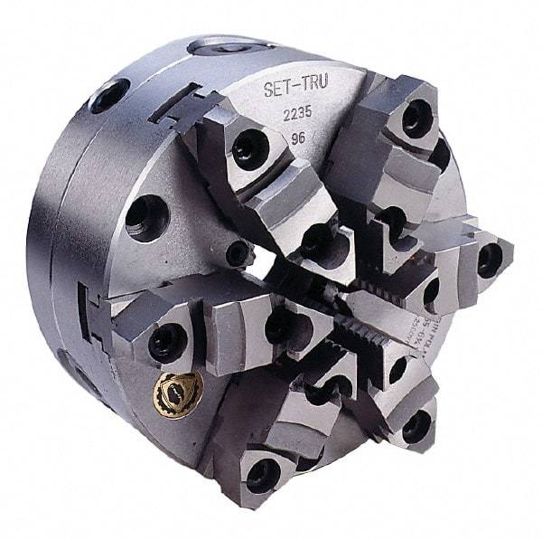 Bison - 6 Jaws, 10" Diam, Self Centering Manual Lathe Chuck - Front Mount, Adjustable, Reversible, 1,900 Max RPM, 2.992" Through Hole Diam, Forged Steel - USA Tool & Supply