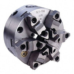 Bison - 6 Jaws, 16" Diam, Self Centering Manual Lathe Chuck - Front Mount, Adjustable, Reversible, 1,300 Max RPM, 5.354" Through Hole Diam, Forged Steel - USA Tool & Supply