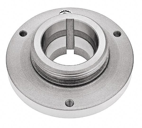 Bison - Adapter Back Plate for 6-1/4" Diam Self Centering Lathe Chucks - L-00 Mount, 2-3/4" Through Hole Diam, 5.51mm ID, 6.3" OD, 0.79" Flange Height, Steel - USA Tool & Supply