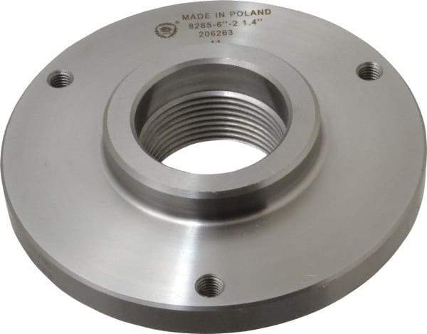 Bison - Adapter Back Plate for 6-1/4" Diam Self Centering Lathe Chucks - 2-1/4 - 8 Mount, 2.26" Through Hole Diam, 3.385mm ID, 38139" OD, 0.59" Flange Height, Steel - USA Tool & Supply