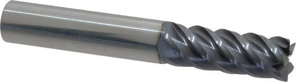 SGS - 3/8", 5 Flute, Single End, Solid Carbide, 0.015" Corner Radius End Mill - 2-1/2" OAL, 45° Helix, Right Hand Flute, 1" LOC, Right Hand Cut - USA Tool & Supply