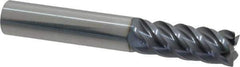 SGS - 3/8", 5 Flute, Single End, Solid Carbide, 0.015" Corner Radius End Mill - 2-1/2" OAL, 45° Helix, Right Hand Flute, 1" LOC, Right Hand Cut - USA Tool & Supply