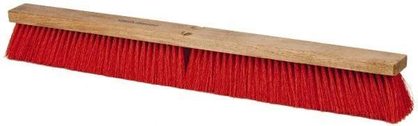 PRO-SOURCE - 30" Heavy Duty Synthetic Push Broom - 4" Bristle Length, Wood Block, Threaded Handle Connection - USA Tool & Supply