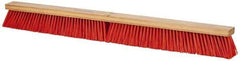 PRO-SOURCE - 36" Heavy Duty Synthetic Push Broom - 4" Bristle Length, Wood Block, Threaded Handle Connection - USA Tool & Supply