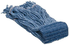 PRO-SOURCE - 5" Blue Head Band, Large Blended Fiber Loop End Mop Head - 4 Ply, Clamp Jaw Connection, Use for General Purpose - USA Tool & Supply