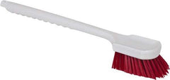 PRO-SOURCE - 1-1/2" Bristle Length, Polypropylene Utility Scrub Brush - 20" OAL, Red, Plastic Block - USA Tool & Supply