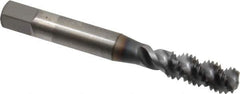 OSG - M12x1.75 Metric Coarse 3 Flute 6H Plug Spiral Flute Tap - Vanadium High Speed Steel, TiCN Finish, 3-3/8" OAL, Right Hand Flute, Right Hand Thread, D6, Series 143 - USA Tool & Supply
