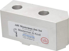 Masterman & Kovil - 8" Chuck Capacity, Tongue & Groove Attachment, Square Soft Lathe Chuck Jaw - 1 Jaw, Aluminum, 1-3/4" Btw Mount Hole Ctrs, 4mm Long x 1-1/2" Wide x 2" High, 5/16" Groove - USA Tool & Supply