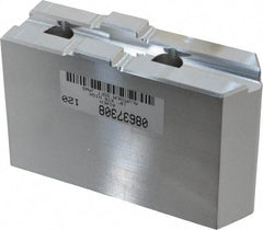 Masterman & Kovil - 10" Chuck Capacity, Tongue & Groove Attachment, Square Soft Lathe Chuck Jaw - 1 Jaw, Aluminum, 2-1/8" Btw Mount Hole Ctrs, 4.6mm Long x 1-1/2" Wide x 3" High, 1/2" Groove - USA Tool & Supply