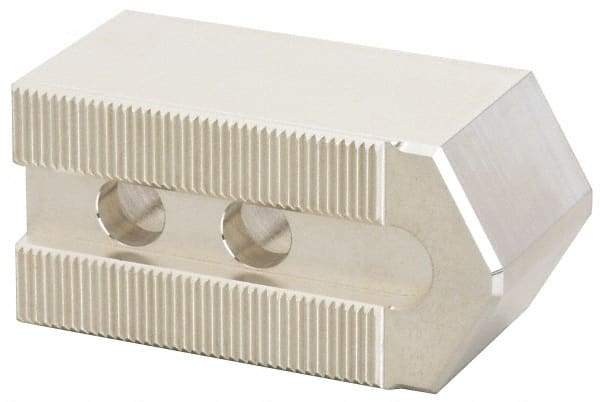 Masterman & Kovil - 12" Chuck Capacity, 1.5mm x 60° Serrated Attachment, Square Soft Lathe Chuck Jaw - 3 Jaws, Aluminum, 1.181" Btw Mount Hole Ctrs, 5.1mm Long x 2" Wide x 2" High, 0.709" Groove, 14mm Fastener - USA Tool & Supply