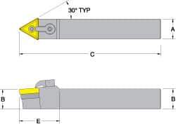 Dorian Tool - MTEN, Neutral Cut, 0° Lead Angle, 1-1/4" Shank Height x 1-1/4" Shank Width, Negative Rake Indexable Turning Toolholder - 6" OAL, TN..54. Insert Compatibility, Series Multi-Option - USA Tool & Supply