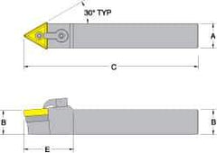 Dorian Tool - MTEN, Neutral Cut, 0° Lead Angle, 1-1/4" Shank Height x 1-1/4" Shank Width, Negative Rake Indexable Turning Toolholder - 6" OAL, TN..54. Insert Compatibility, Series Multi-Option - USA Tool & Supply