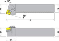 Dorian Tool - MSRN, Left Hand Cut, 15° Lead Angle, 3/4" Shank Height x 3/4" Shank Width, Negative Rake Indexable Turning Toolholder - 4-1/2" OAL, SN..43. Insert Compatibility, Series Multi-Option - USA Tool & Supply