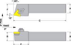 Dorian Tool - CTRP, Left Hand Cut, 15° Lead Angle, 1" Shank Height x 1" Shank Width, Neutral Rake Indexable Turning Toolholder - 6" OAL, TP..32. Insert Compatibility, Series Clamp Type - USA Tool & Supply