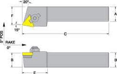 Dorian Tool - CTRP, Right Hand Cut, 15° Lead Angle, 5/8" Shank Height x 5/8" Shank Width, Neutral Rake Indexable Turning Toolholder - 4-1/2" OAL, TP..22.. Insert Compatibility, Series Clamp Type - USA Tool & Supply