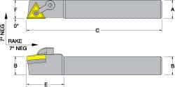 Dorian Tool - MTAN, Right Hand Cut, 1" Shank Height x 1" Shank Width, Negative Rake Indexable Turning Toolholder - 6" OAL, TNM 432 Insert Compatibility, Series Multi-Option - USA Tool & Supply