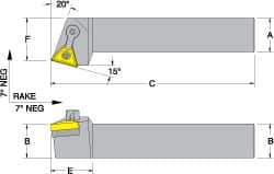 Dorian Tool - MTRN, Left Hand Cut, 15° Lead Angle, 1/2" Shank Height x 1/2" Shank Width, Negative Rake Indexable Turning Toolholder - 4" OAL, TN..22. Insert Compatibility, Series Multi-Option - USA Tool & Supply