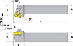 Dorian Tool - MTRN, Left Hand Cut, 15° Lead Angle, 1/2" Shank Height x 1/2" Shank Width, Negative Rake Indexable Turning Toolholder - 4" OAL, TN..22. Insert Compatibility, Series Multi-Option - USA Tool & Supply